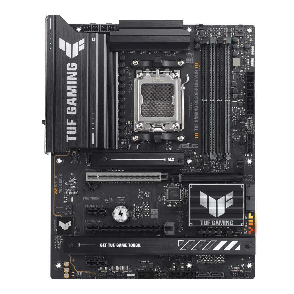 Asus TUF GAMING B650E-PLUS WIFI | Processor family AMD | Processor socket AM5 | DDR5 | Supported hard disk drive interfaces SATA, M.2 | Number of SATA connectors 4