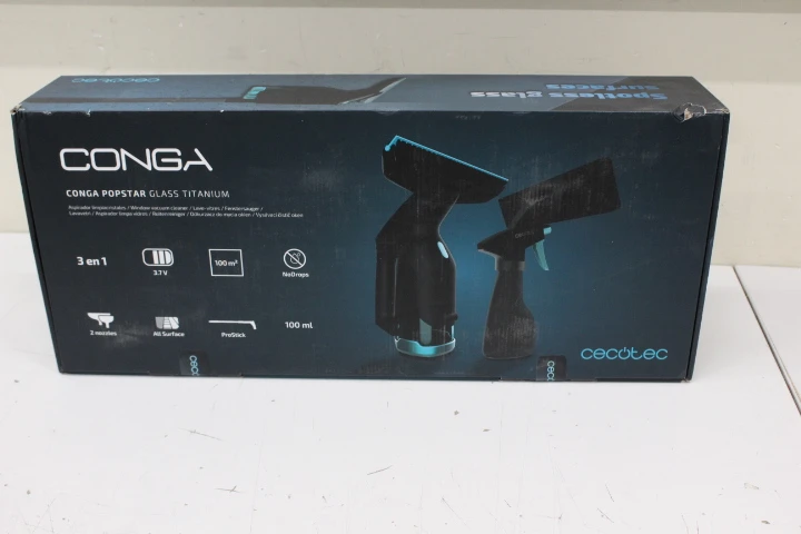 SALE OUT. Cecotec Conga Popstar Glass Titanium Window vacuum cleaner | Cecotec Window Vacuum Cleaner | Conga Popstar Glass Titanium | Cordless | Black | DAMAGED PACKAGING, UNPACKED