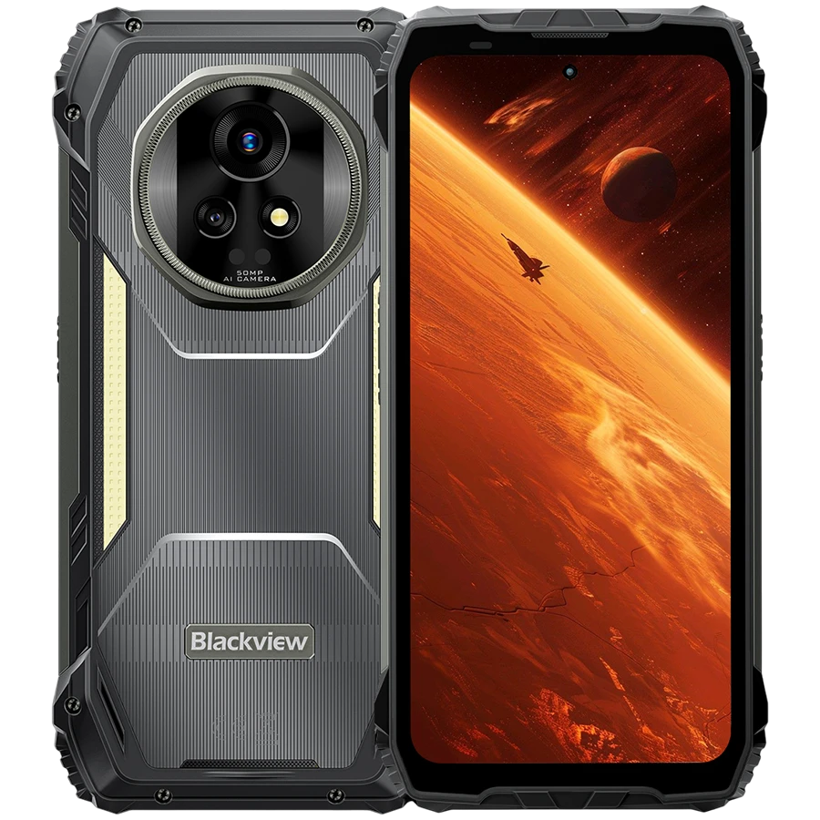 Blackview XPLORE 2 Rugged Phone 6.73 inch AMOLED 3200x1440 120Hz 12/256Gb MT 8300 Octa-Core 3.35GHz 50MP Front 50+20MP Rear Cam Night Vision 457LUM light TUV Low Blue Light Cert UL94 HB WiFi6E -20 to+60  20000mAh MIL-STD-810H Black