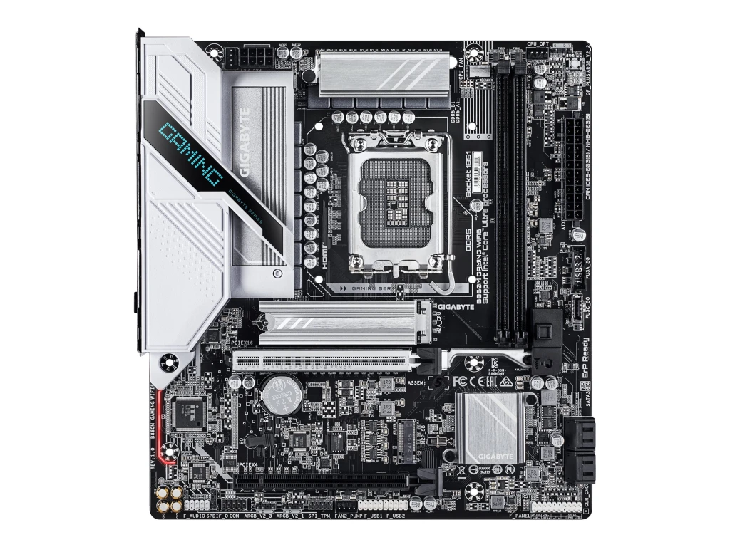 Gigabyte B860M GAMING WIFI6 | Processor family Intel | Processor socket LGA1851 | DDR5 | Supported hard disk drive interfaces M.2, SATA | Number of SATA connectors 4