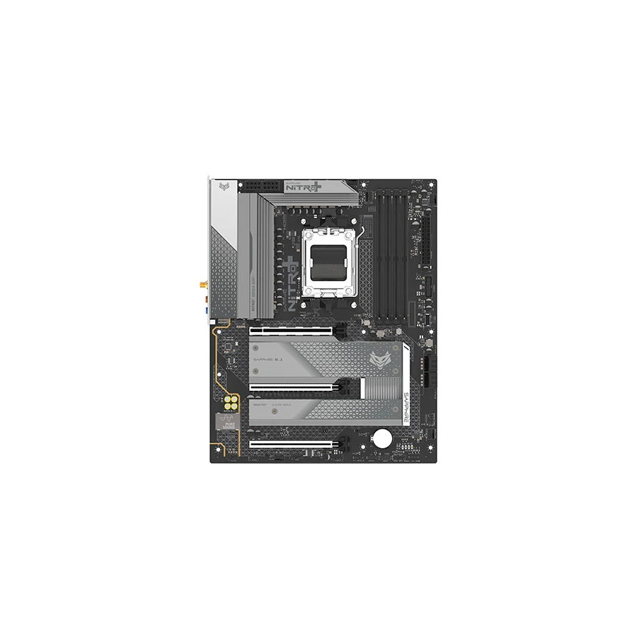 SAPPHIRE AMD B850 AM5 NITRO+ Ryzen R9/R7/R5, 4x DDR5 8000MHz, PCIE 5, 1x M.2 Gen5, 2x M.2 Gen4, LAN 2.5 Gbps, WIFI7, USB, ATX