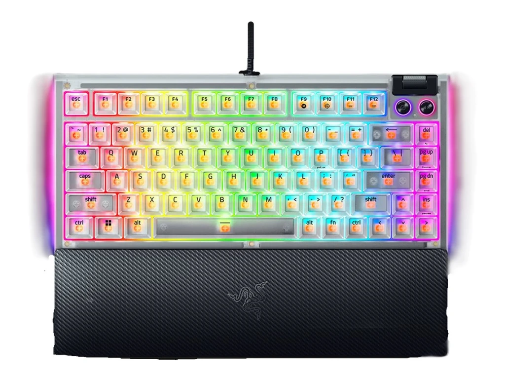 Razer Hot-swappable Mechanical Gaming Keyboard | BlackWidow V4 75% | Gaming Keyboard | Wired | US | Phantom White Edition | USB Type-C | Razer Mechanical Switches (Tactile)