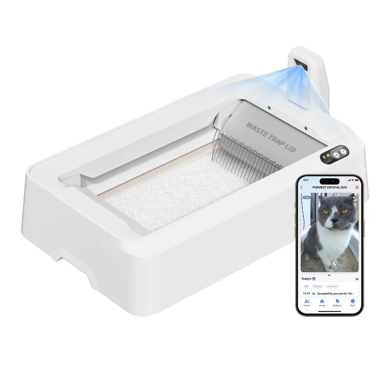 PETKIT Purobot Crystal Duo with Camera Self-Cleaning Cat Litter Box | White