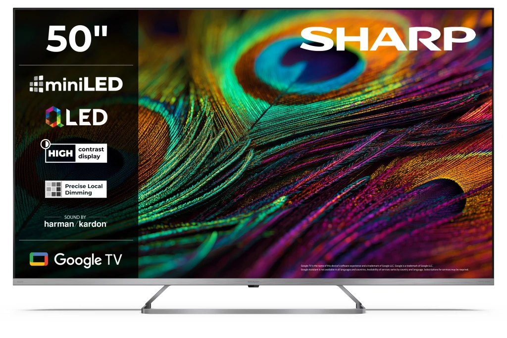 Sharp 4K QLED MiniLED TV | 50JP7265E | 50 | Smart TV | Google TV | UHD | Silver