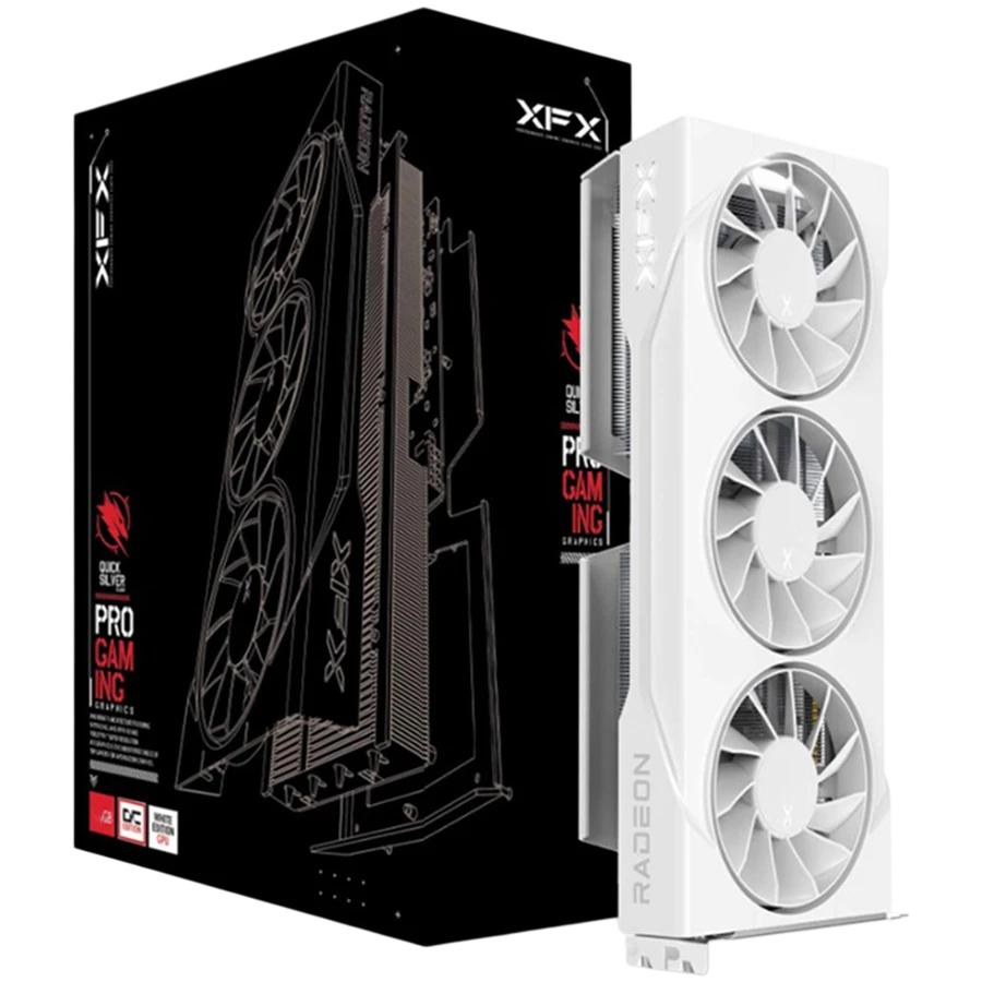 XFX Swift AMD Radeon RX 9060 XT OC White Triple Fan Gaming Edition 16GB GDDR6 128-bit HDMI 2x DP