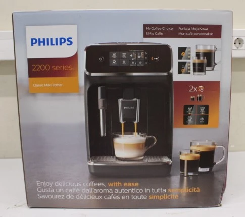 SALE OUT. Philips EP2220/10 Coffee maker, Fully automatic, Black | Philips Coffee Maker | EP2220/10 | Pump pressure 15 bar | Built-in milk frother | Automatic | 1500 W | Black | DAMAGED PACKAGING
