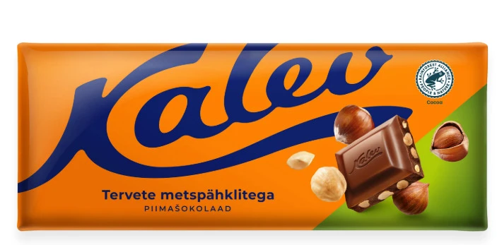 Piimašokolaad KALEV tervete metspähklitega, 190g