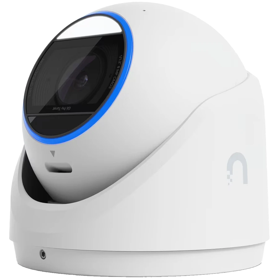 Ubiquiti UVC-G6-Pro-Turret-W All-weather tamper-resistant 4K PoE+ camera with a Multi-TOPS AI engine, 2.36x optical zoom, and a large 1/1.2" CMOS sensor for exceptional low-light clarity and long-range IR night vision