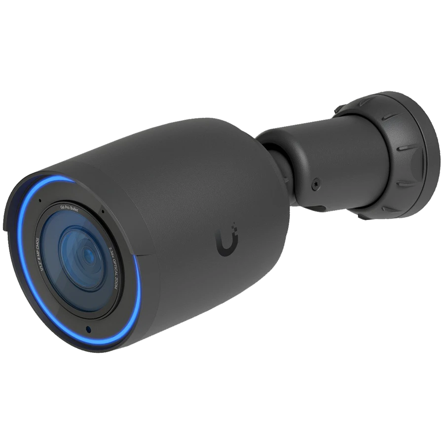 UBIQUITI UVC-G6-Pro-Bullet-B All-weather 4K PoE+ camera with a Multi-TOPS AI engine, 2.36x optical zoom, and a large 1/1.2" CMOS sensor for exceptional low-light clarity and long-range IR night vision