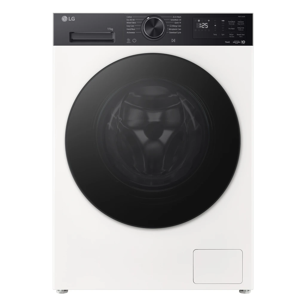 LG Washing machine | F4X5011THB | Energy efficiency class A | Front loading | Washing capacity 11 kg | 1400 RPM | Depth 57 cm | Width 60 cm | Display | LED | Steam function | Direct drive | Wi-Fi | White
