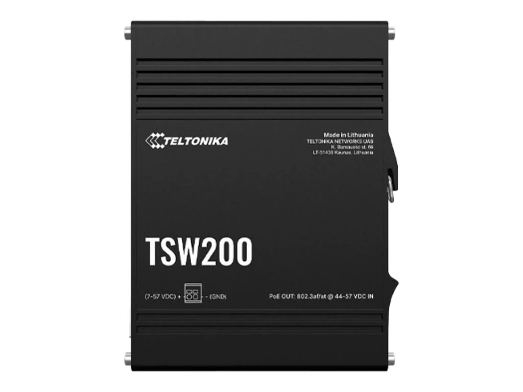 Teltonika TSW200 | Industrial POE+ Ethernet Switch | DIN rail mountable | SFP ports quantity 2 | PoE+ ports quantity 8