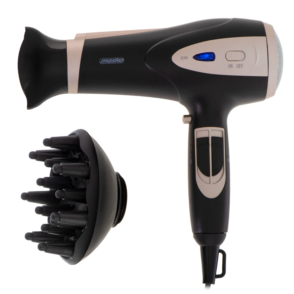 Mesko Hair Dryer | MS 2287 | 2200 W | Number of temperature settings 3 | Diffuser nozzle | Black/Champagne