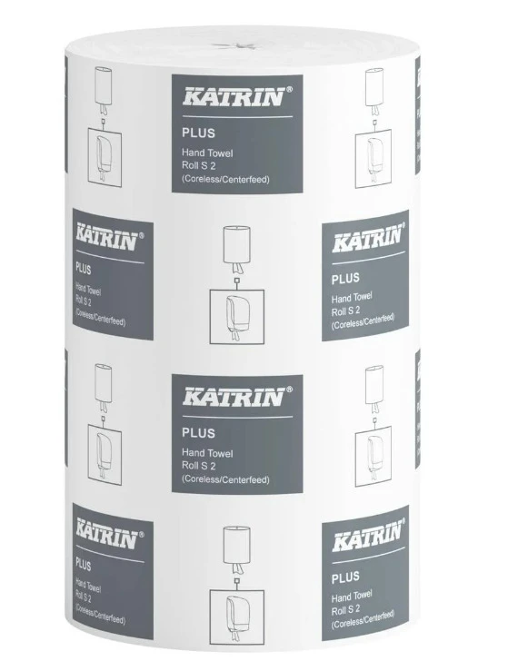 Rullkäterätik KATRIN Plus, S2, valge, 2-kihiline, 60 m, D 14 cm, 240 lehte