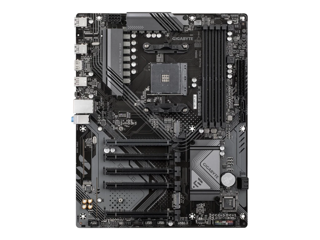 Gigabyte B550 EAGLE | Processor family AMD | Processor socket AM4 | DDR4 | Supported hard disk drive interfaces SATA, M.2 | Number of SATA connectors 4