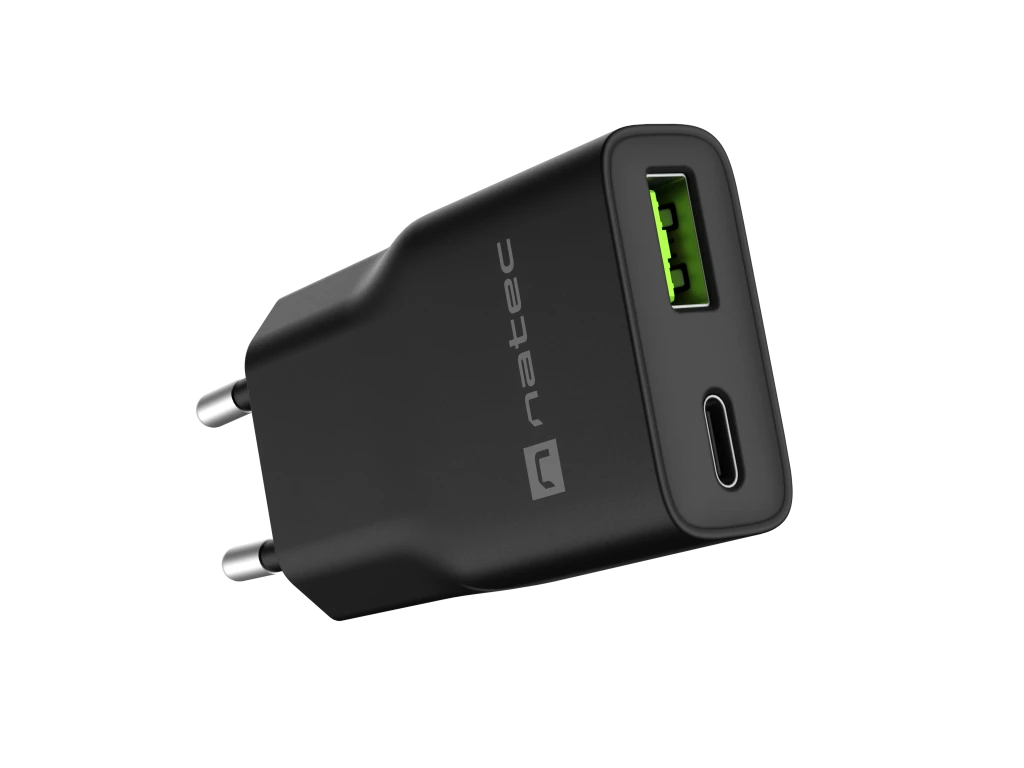 Natec Ribera USB Charger Gan Slim USB 1X USB-A + 1X USB-C 20W | NUC-2377