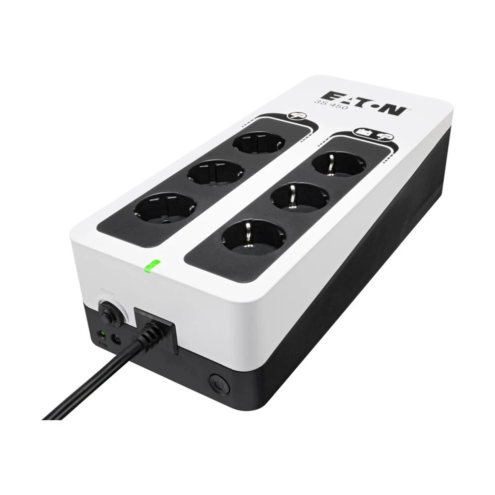 Eaton 3S Gen2 UPS DIN, 450 VA, 270 W, Input: Schuko, Outputs: (3) Schuko, (3) Schuko surge only, Tower | 3S450D