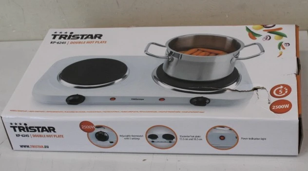 SALE OUT. Tristar Free standing table hob | KP-6245 | Number of burners/cooking zones 2 | Rotary | White | DAMAGED PACKAGING | Electric