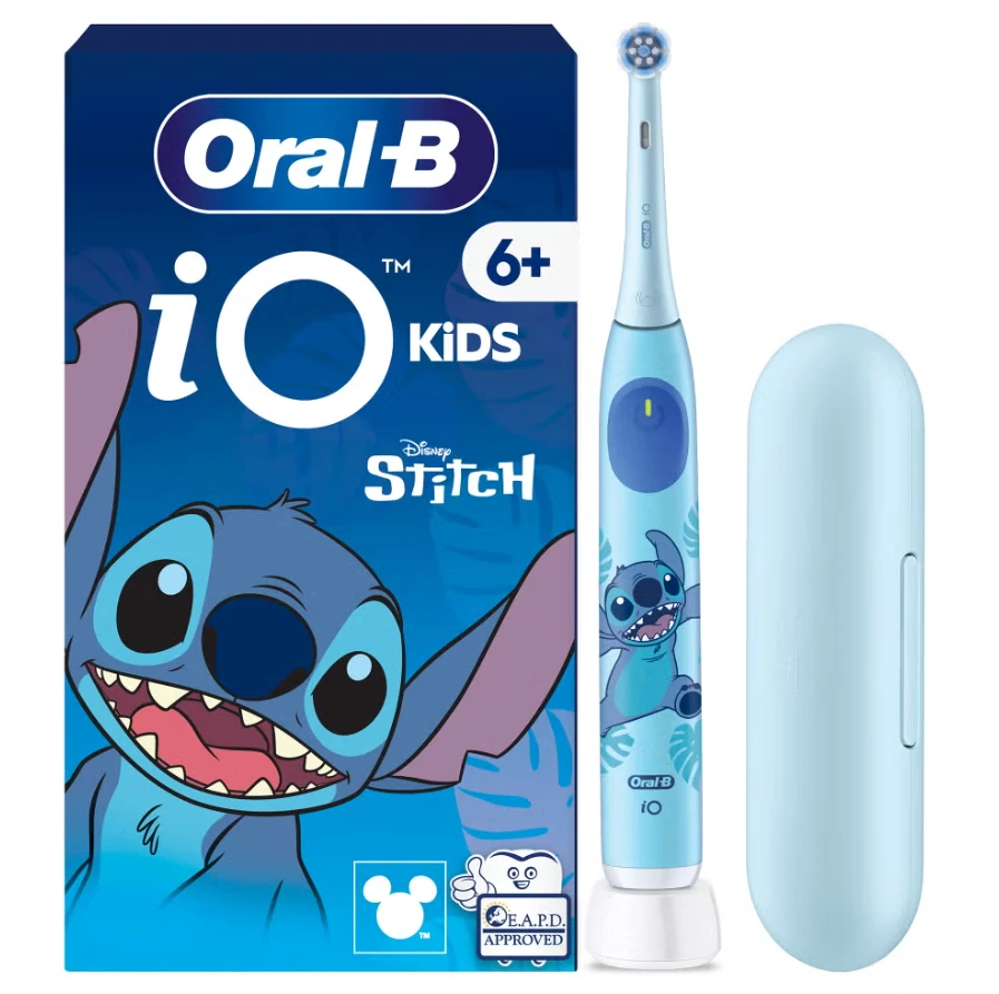 Oral-B Electric Toothbrush with Travel Case, 6Y+ | iO Kids Disney Stitch | Rechargeable | For kids | Number of brush heads included 1 | Number of teeth brushing modes 3