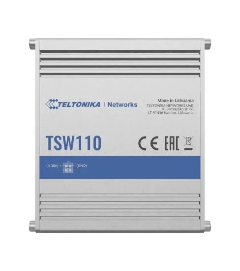 Switch|TELTONIKA|TSW110000000|Switch type Unmanaged|Switch layer L2|5xRJ-45 ports|RJ-45 Ports Type Gigabit Ethernet (10/100/1000)|Power over Ethernet (PoE) Yes|TSW110