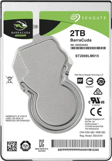 Seagate Barracuda 2.5" sisemine kõvaketas 2 TB 5400 RPM 128 MB 2.5" Jada ATA III